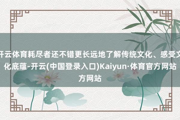 开云体育耗尽者还不错更长远地了解传统文化、感受文化底蕴-开云(中国登录入口)Kaiyun·体育官方网站